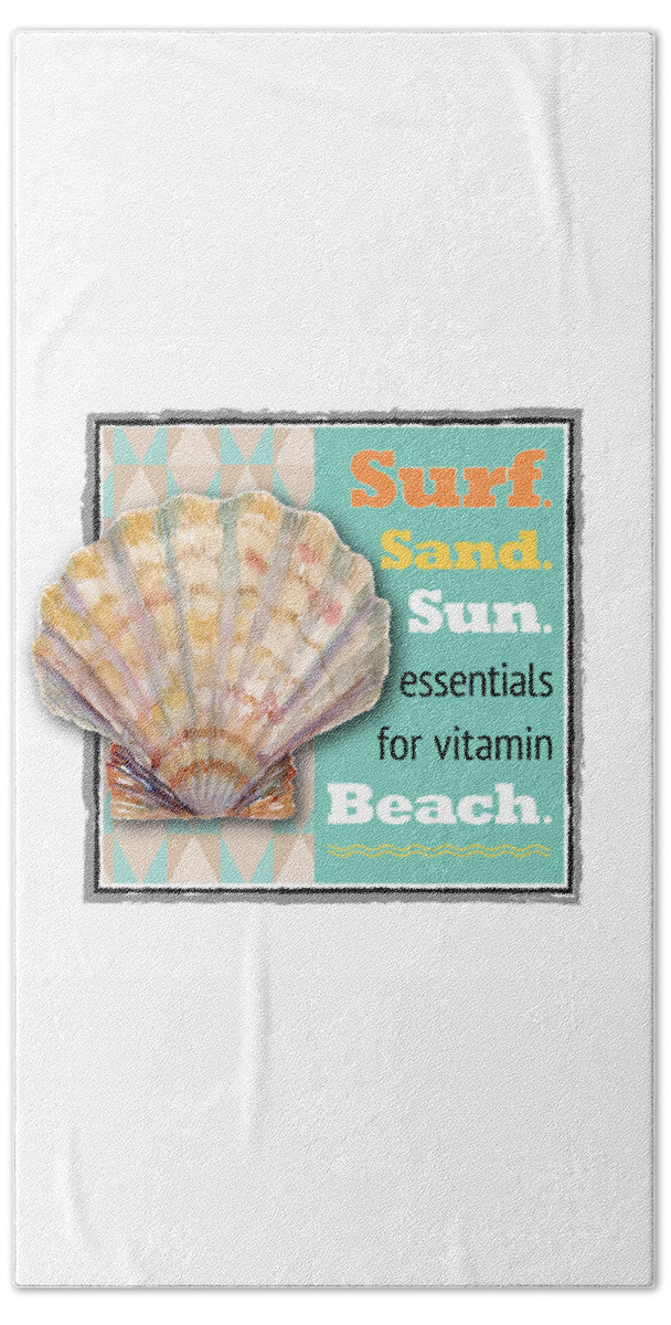 Horse Conch Hand Towel featuring the painting Surf. Sand. Sun. essentials for vitamin Beach. by Amy Kirkpatrick