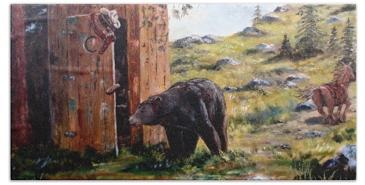 Rocky Mountain National Park Hand Towel featuring the painting Surprise Visit by Lee Piper