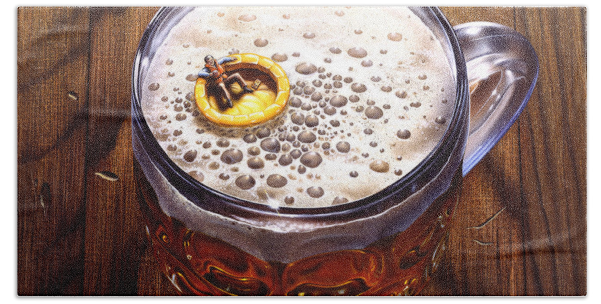 Beer Bath Sheet featuring the painting Survivor by Jerry LoFaro