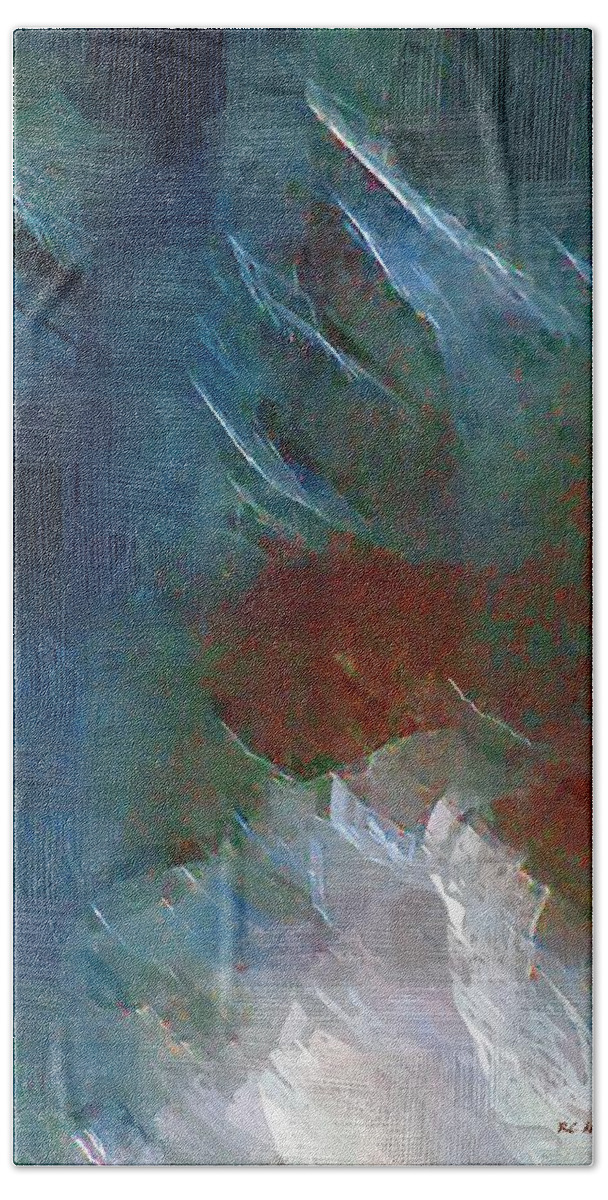 Abstract Bath Towel featuring the painting Swallowing Words by RC DeWinter
