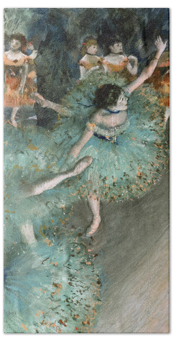 Edgar Degas Bath Sheet featuring the painting Swaying Dancer .Dancer in Green by Edgar Degas