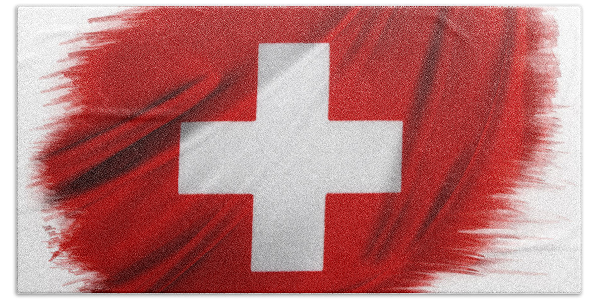 Swiss Bath Towel featuring the photograph Swiss flag by Les Cunliffe