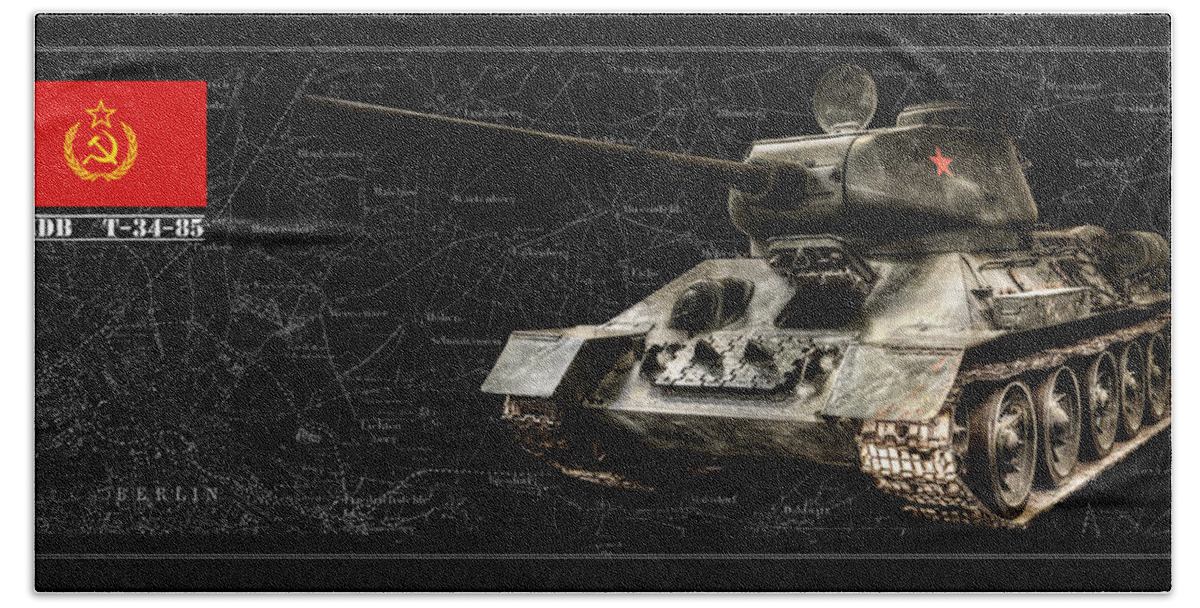 T-34-85 Bath Towel featuring the photograph T-34 Soviet Tank BK BG by Weston Westmoreland
