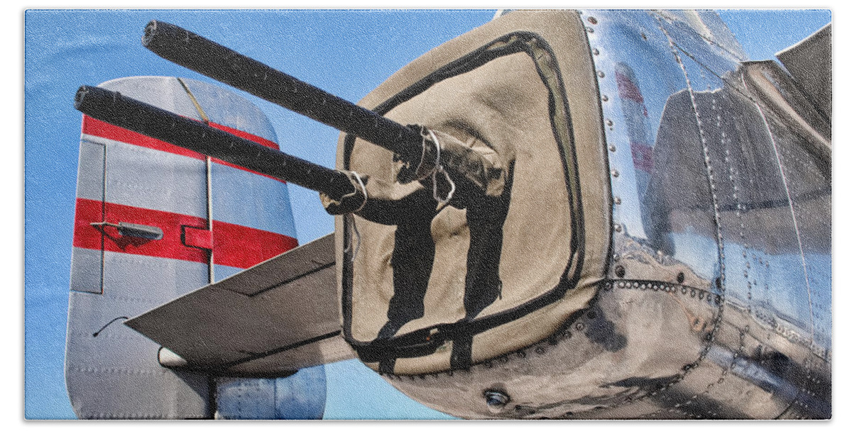 B-25 Hand Towel featuring the photograph Tail Gunner by David Hart