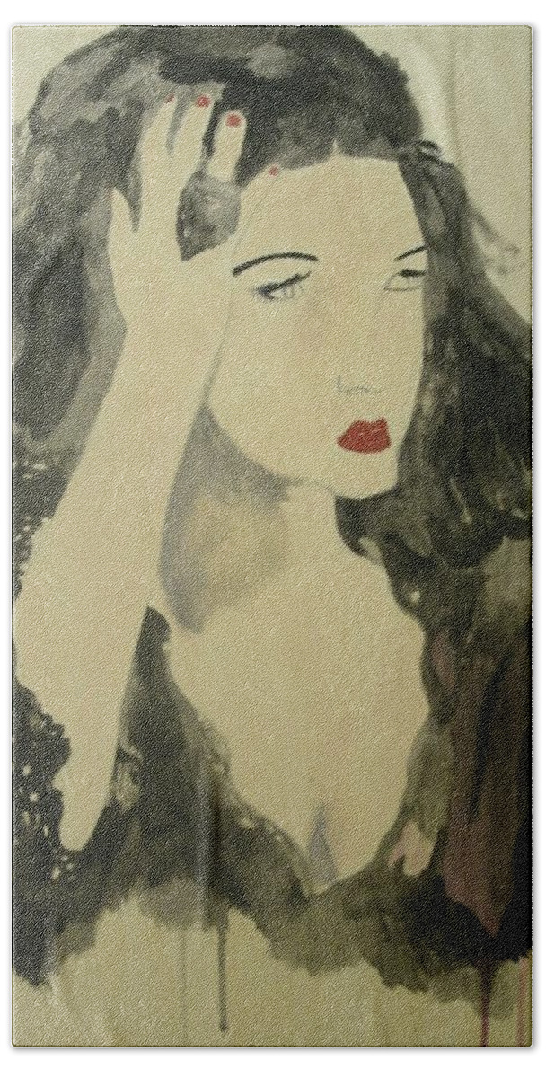 Woman Bath Towel featuring the painting Tairrie by Samantha Lusby