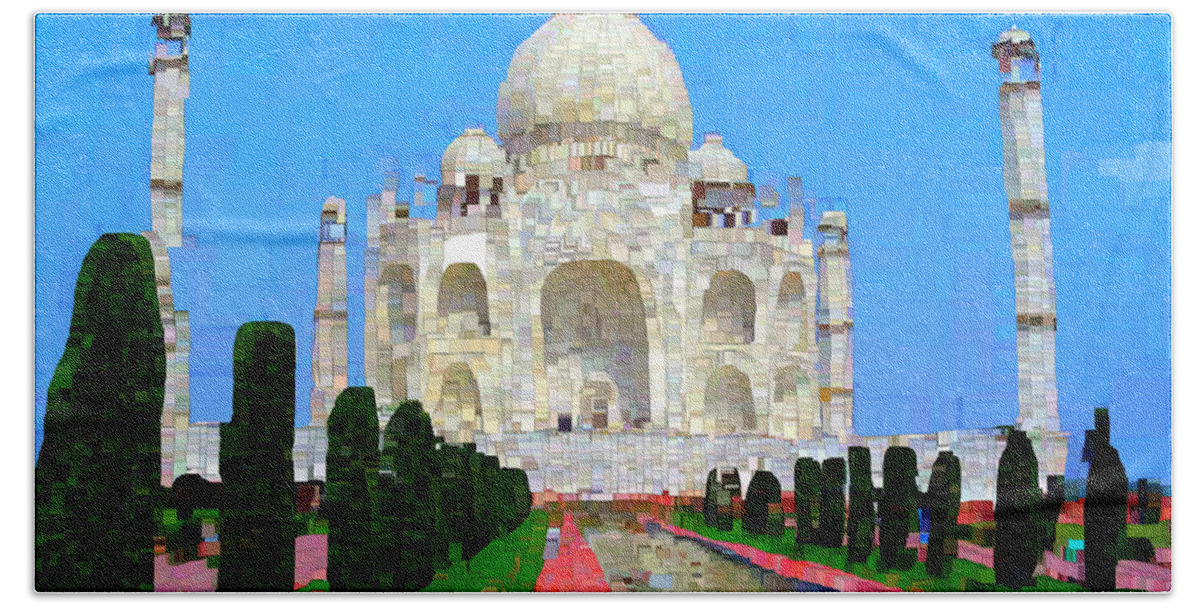 Taj Bath Towel featuring the painting Taj Mahal by Bruce Nutting