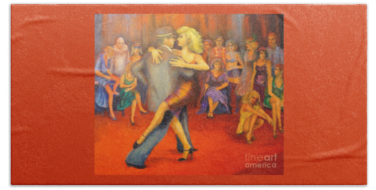 Dancer Bath Towel featuring the painting Tango by Dagmar Helbig