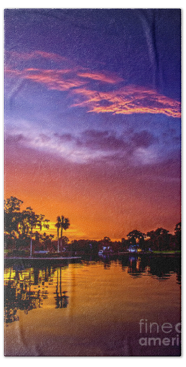Sunset Bath Towel featuring the photograph Tarpon Springs Glow by Marvin Spates