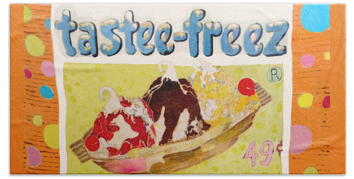 Dyes Bath Towel featuring the painting Tastee Freez by Beth Saffer