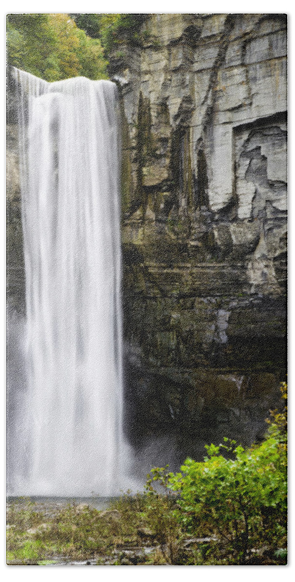 Waterfall Hand Towel featuring the photograph Taughannock Falls View From The Bottom by Christina Rollo