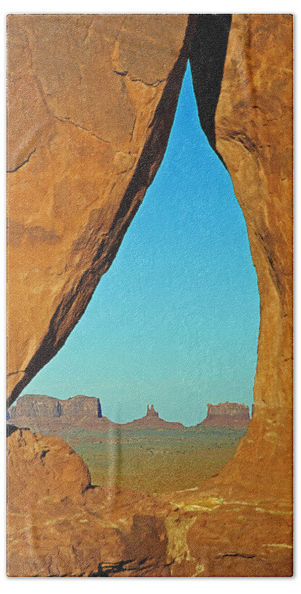 Monument Valley Hand Towel featuring the photograph Tear Drop Arch Monument Valley by JustJeffAz Photography
