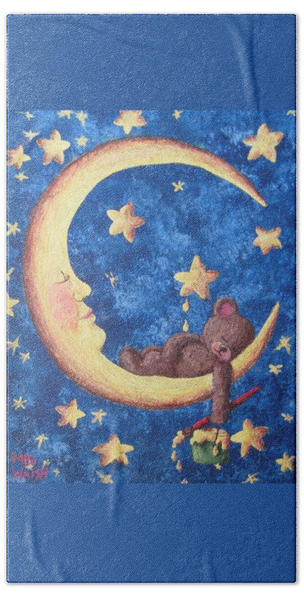 Children's Art Hand Towel featuring the painting Teddy bear dreams by Megan Walsh