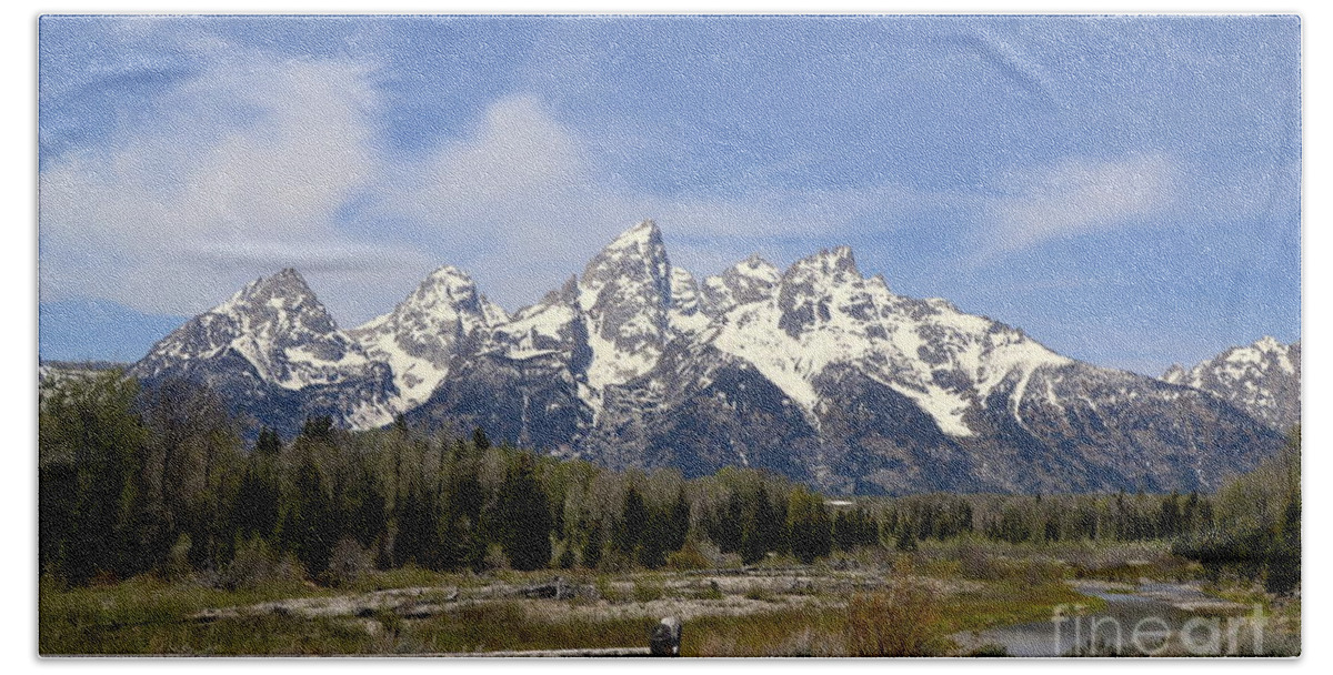 Mountains Hand Towel featuring the photograph Teton Majesty by Dorrene BrownButterfield