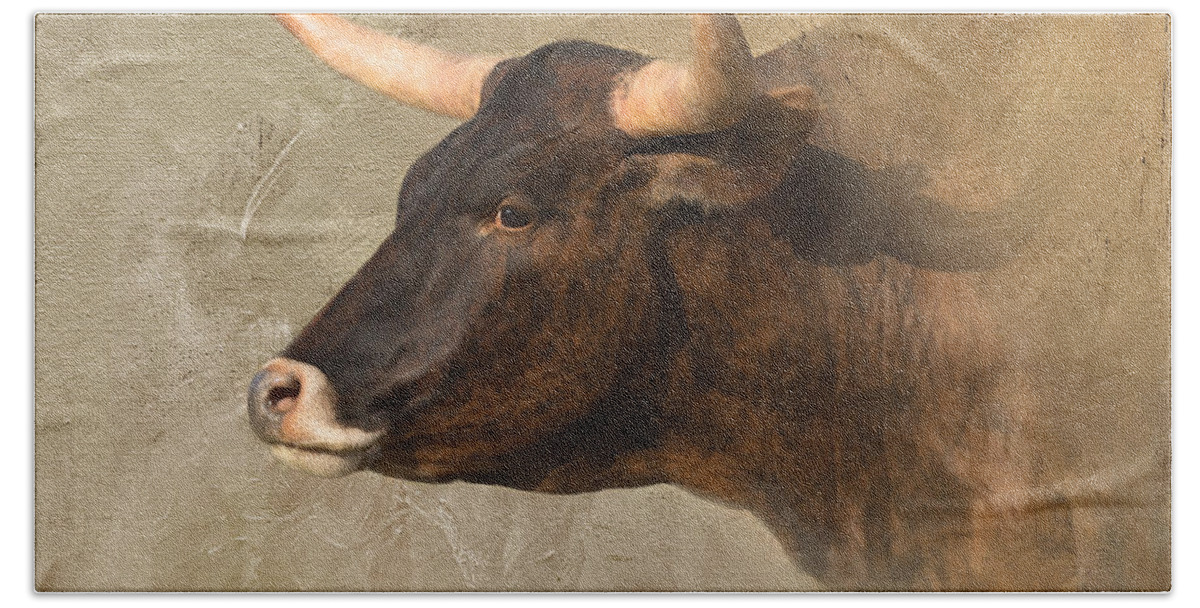 Texas Longhorn Hand Towel featuring the photograph Texas Longhorn # 3 by Betty LaRue