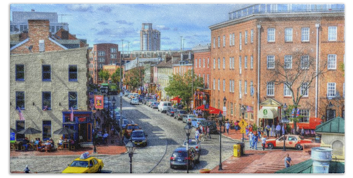 Baltimore Hand Towel featuring the photograph Thames Street by Debbi Granruth