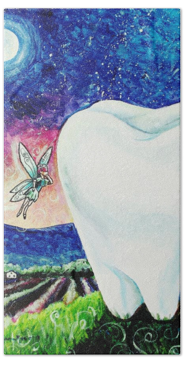 Fairy Bath Towel featuring the painting That's No Baby Tooth by Shana Rowe Jackson