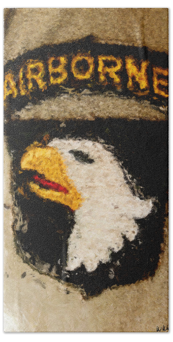 101st Bath Towel featuring the digital art The 101st Airborne Emblem painting by Weston Westmoreland