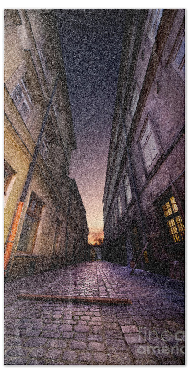 Buildings Bath Towel featuring the photograph The alley of Cracov by Jaroslaw Blaminsky
