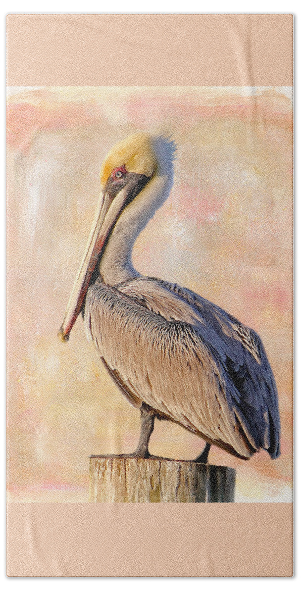 Brown Pelican Hand Towel featuring the photograph Birds - The Artful Pelican by HH Photography of Florida