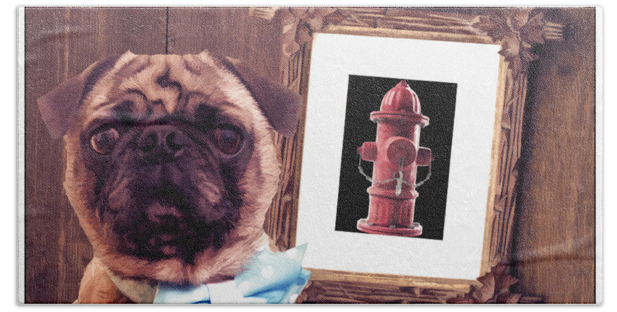 Pug Bath Towel featuring the photograph The Artist and His Masterpiece by Edward Fielding