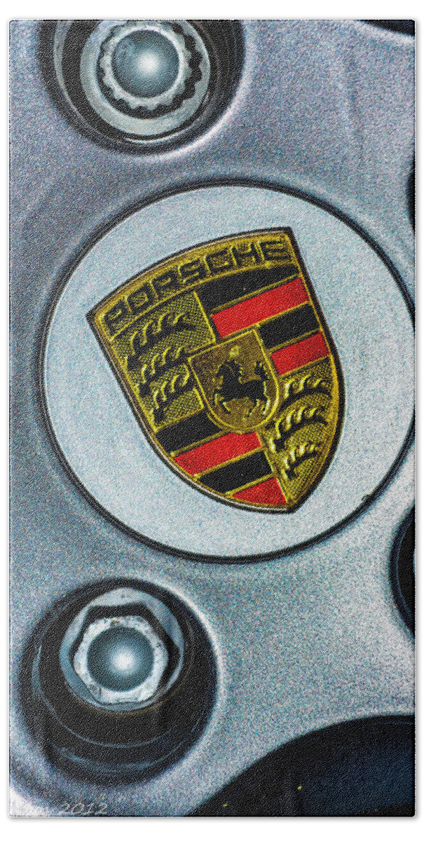 Porsche Bath Towel featuring the photograph The Badge by Shannon Harrington