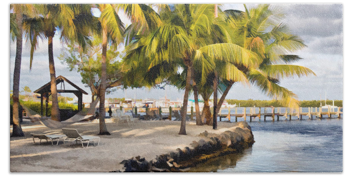 Tropical Island With Palm Trees Hand Towel featuring the photograph The Beach at Coconut Palm Inn by Ginger Wakem