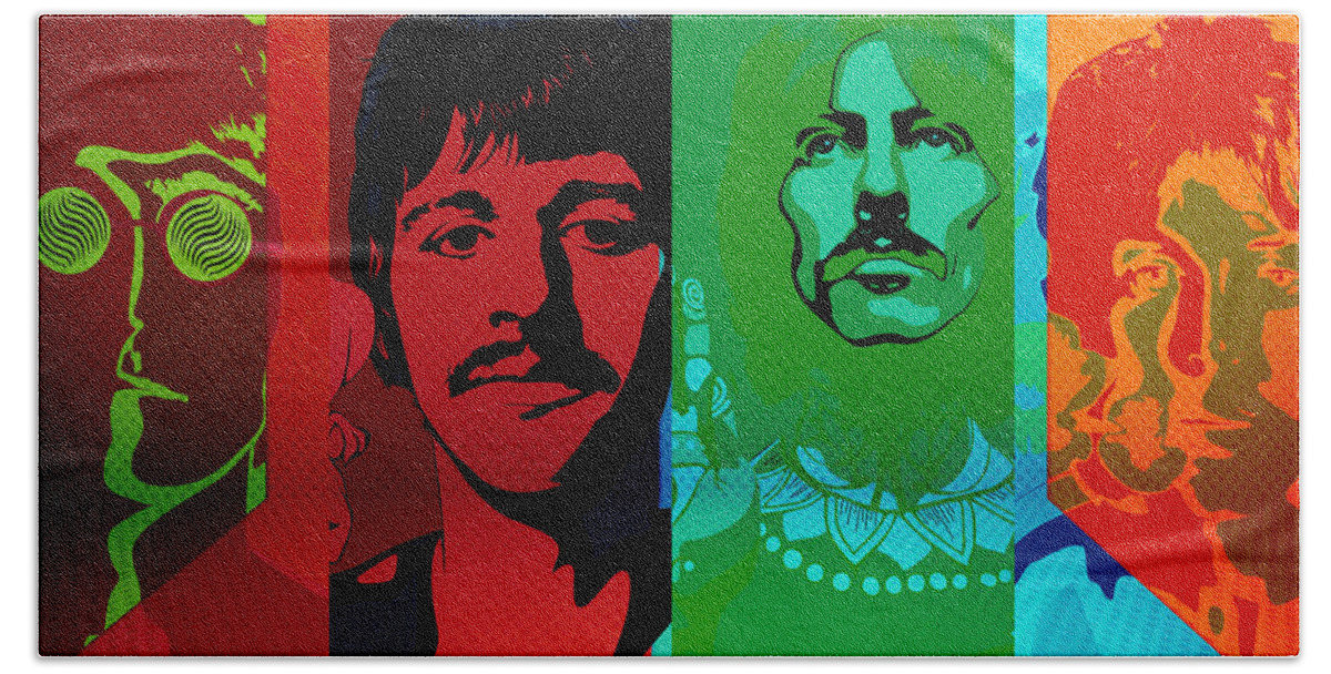 Beatles Hand Towel featuring the photograph The Beatles psychedelic by J C