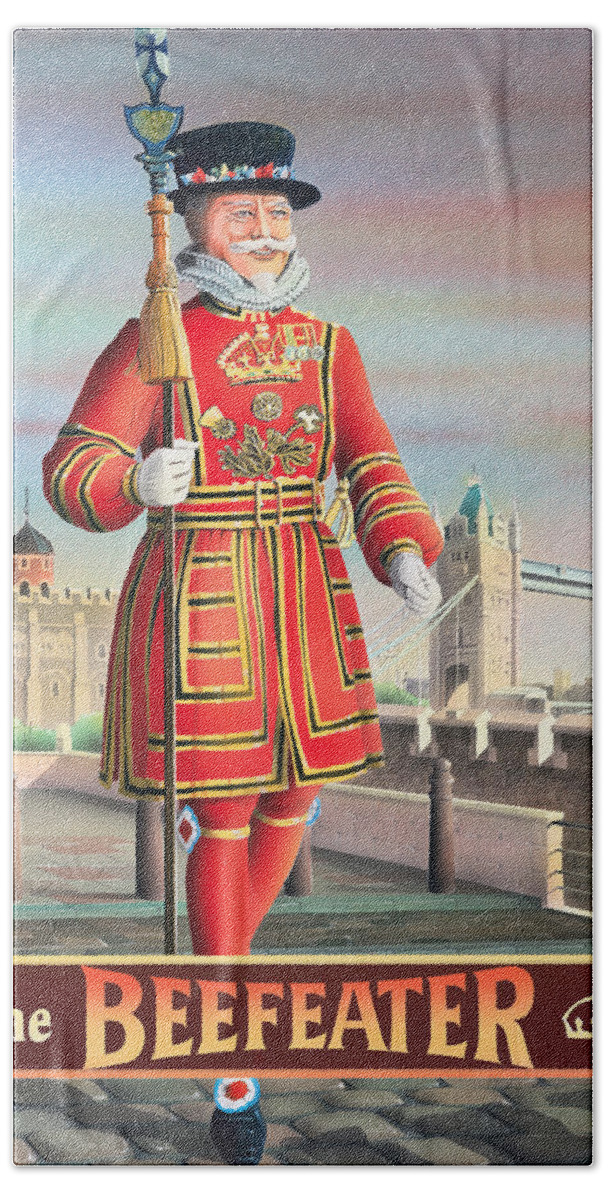 Beefeater Hand Towel featuring the painting The Beefeater by MGL Meiklejohn Graphics Licensing