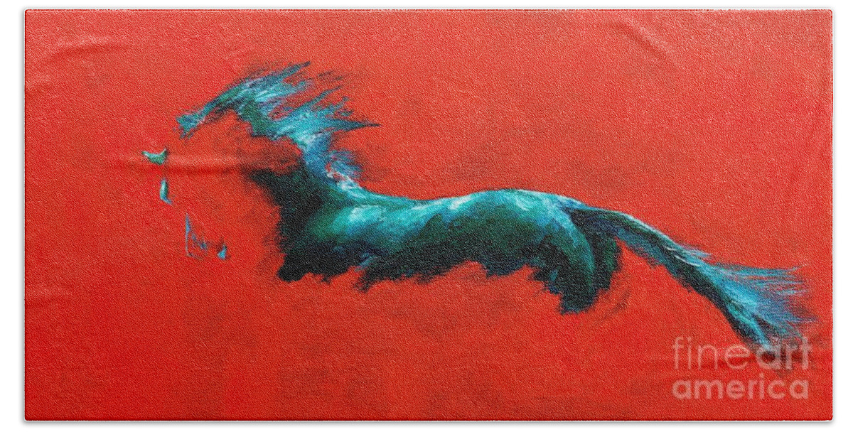 Equine Art Bath Towel featuring the painting The Beginning of Life by Frances Marino