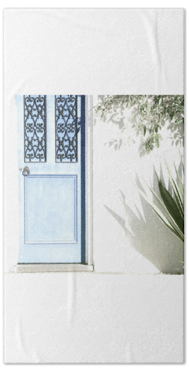 Door Hand Towel featuring the photograph The Blue Door by Holly Kempe
