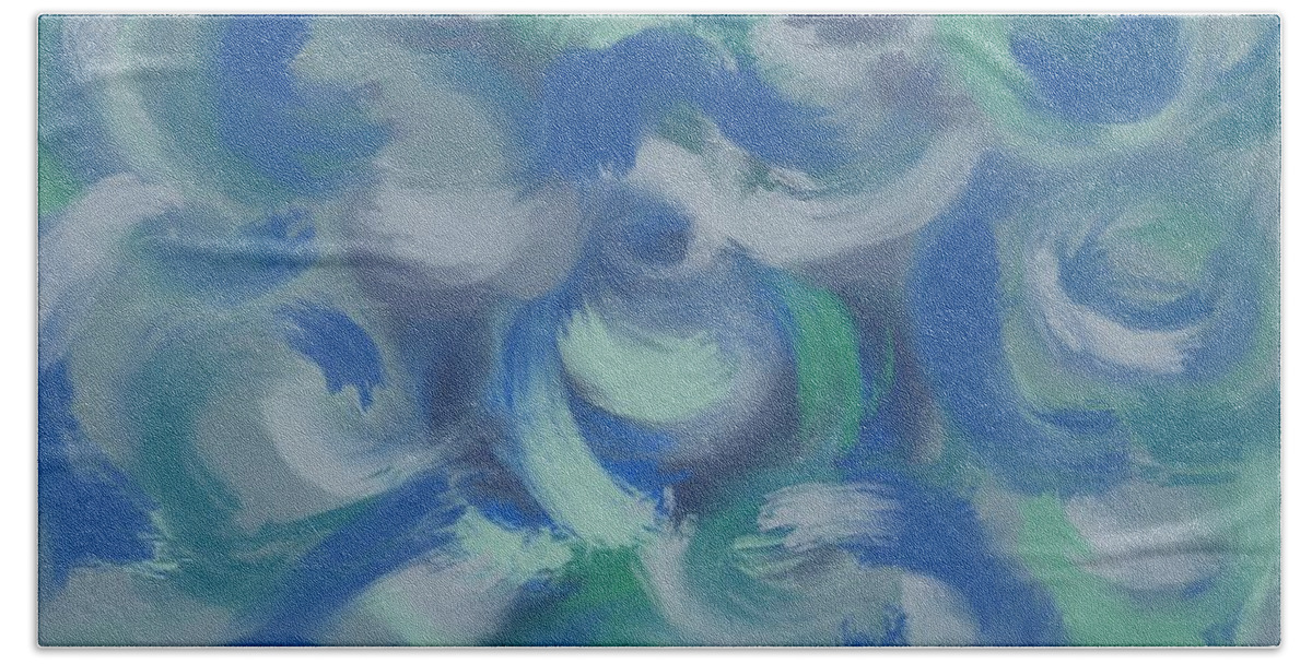 Abstract Hand Towel featuring the painting The Blues by Christine Fournier