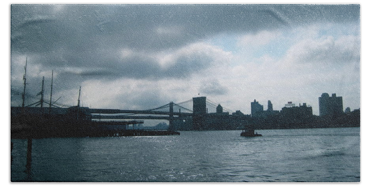 Bridges Hand Towel featuring the photograph Brooklyn and Manhattan Bridges by Ydania Ogando