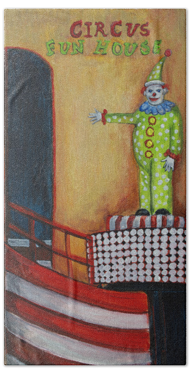 Asbury Art Hand Towel featuring the painting The Circus Fun House by Patricia Arroyo