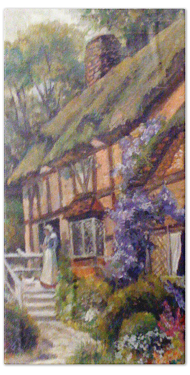 Old Hand Towel featuring the painting The Cottage by Donna Tucker