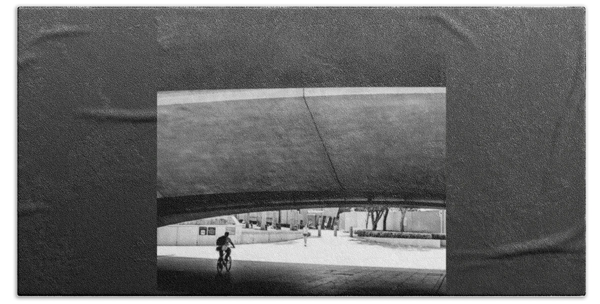 Overpass Hand Towel featuring the photograph The Cyclist, Singapore by Aleck Cartwright