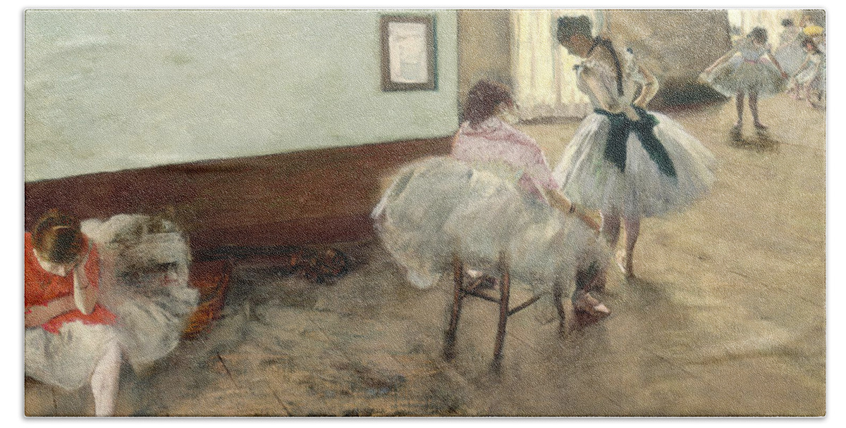 Degas Bath Towel featuring the painting The Dance Lesson by Edgar Degas