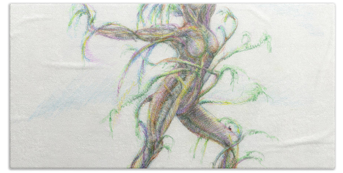 Tree Dancer Hand Towel featuring the drawing The Dancer by Mark Johnson