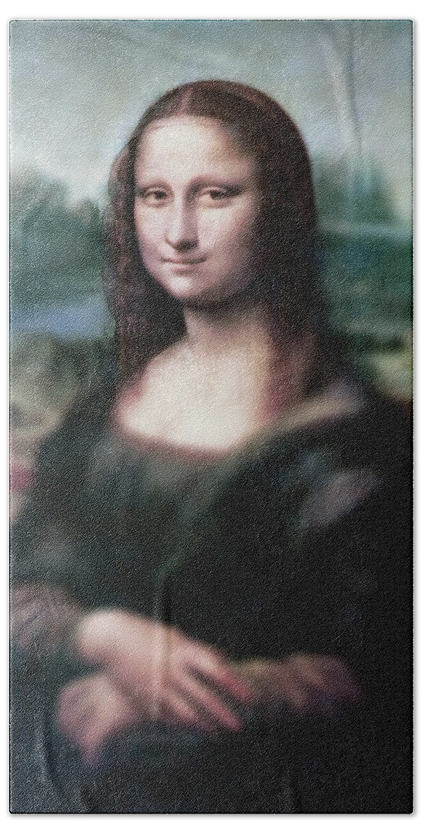 Leonardo Da Vinci Hand Towel featuring the painting The Dream of the Mona Lisa by David Bridburg