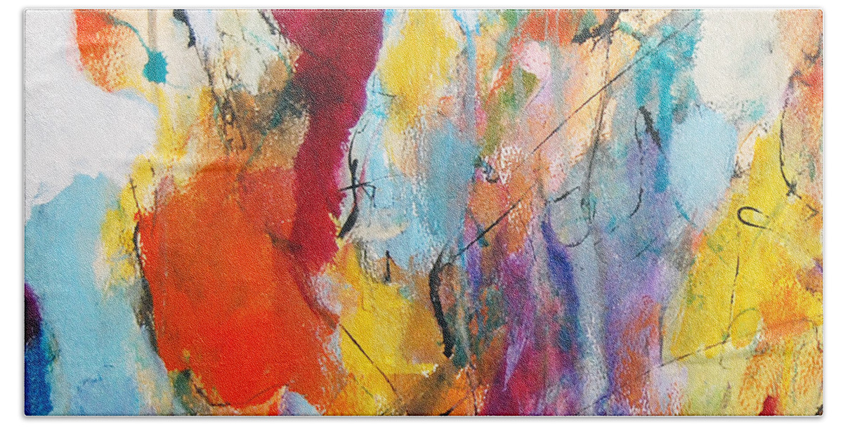 Abstract Bath Towel featuring the painting The Embrace by Tracy-Ann Marrison
