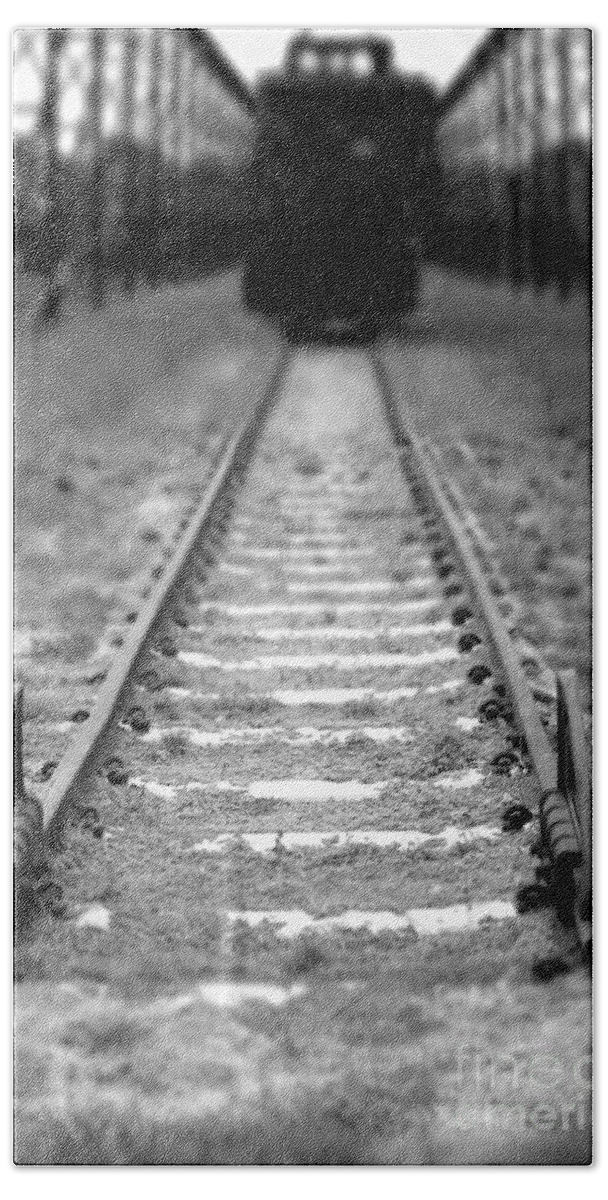 Railroad Bath Towel featuring the photograph The End of the Line by Olivier Le Queinec
