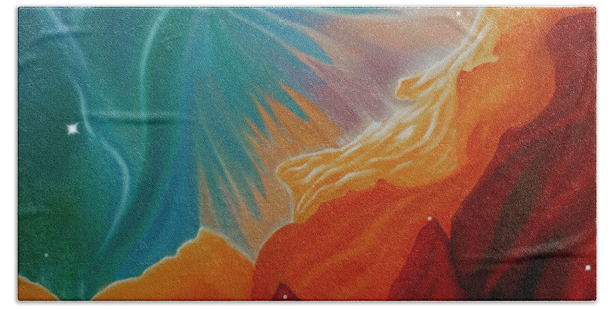 Starship Hand Towel featuring the painting The Final Frontier by Barbara McMahon