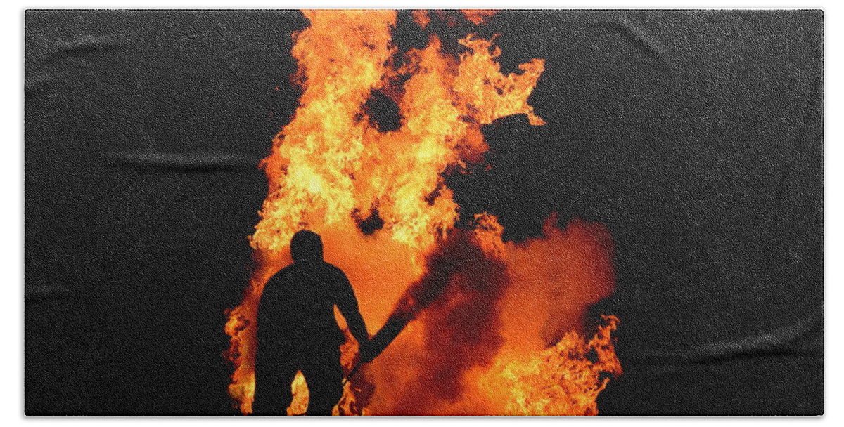 Fire Bath Sheet featuring the photograph The Fire Fighter by David Lee Thompson