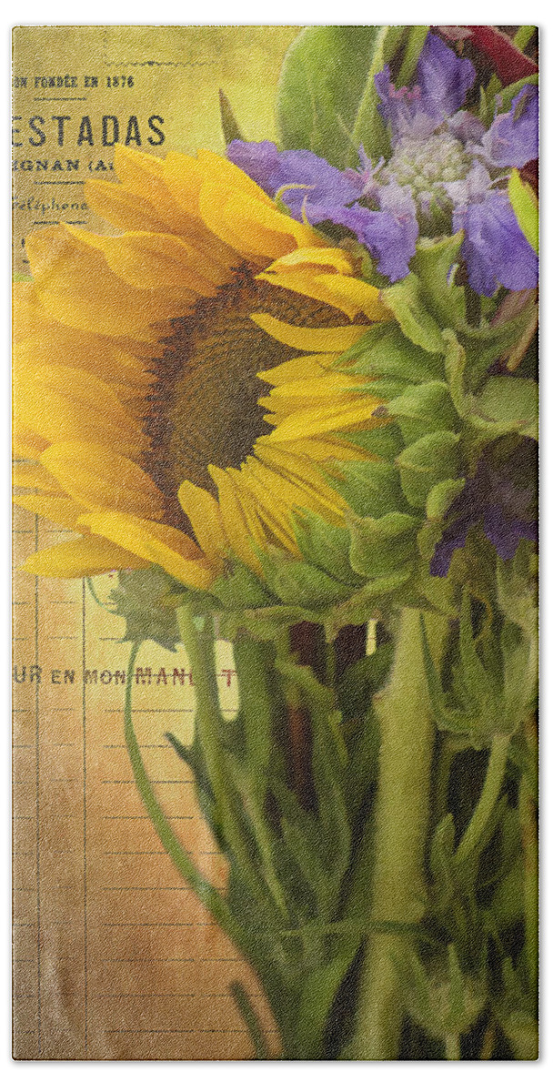 Sunflowers Bath Towel featuring the photograph The Flower Market by Priscilla Burgers