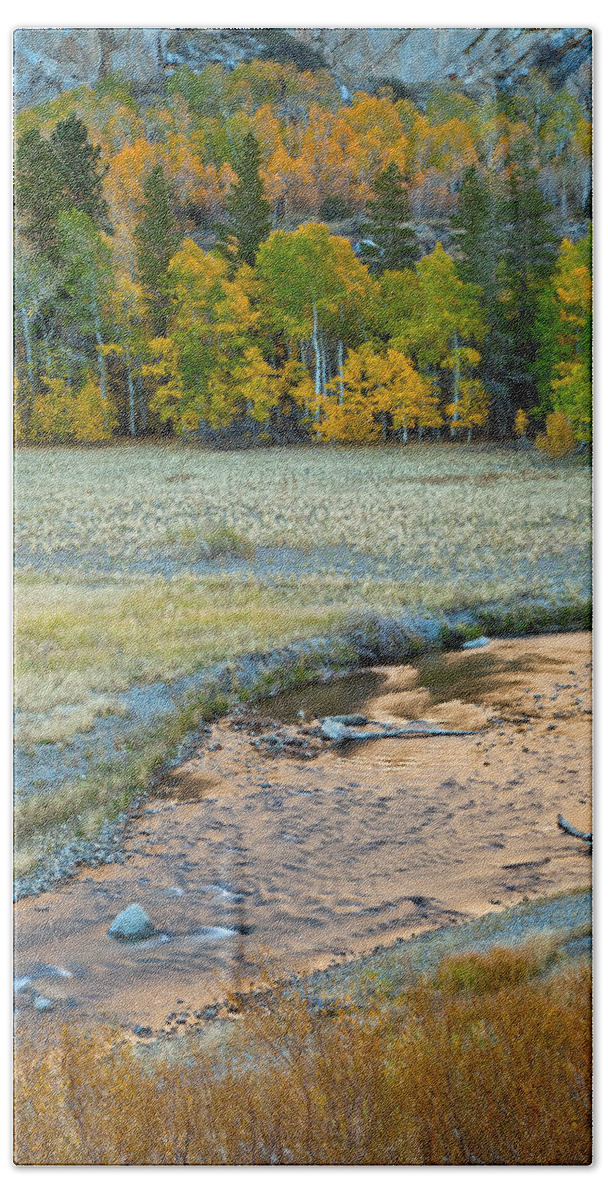 Landscape Bath Towel featuring the photograph The Golden Stream by Jonathan Nguyen