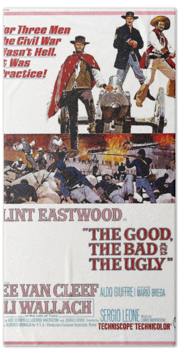 Movie Poster Bath Towel featuring the photograph The Good The Bad and the Ugly by Georgia Clare