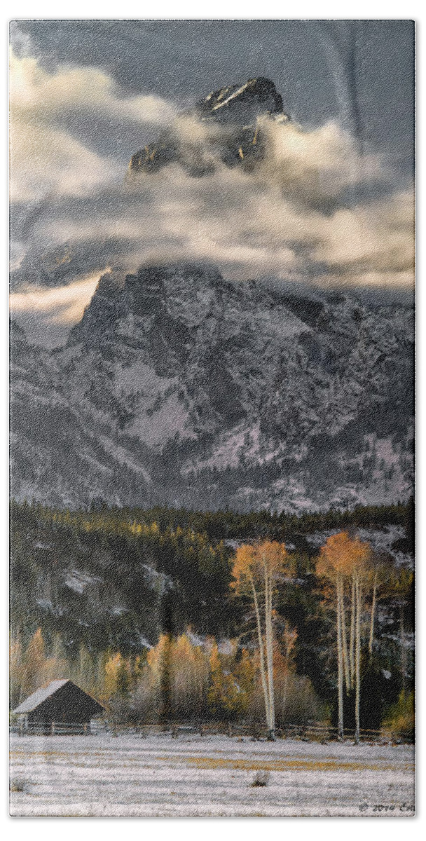 Mountain Hand Towel featuring the photograph The Grand Teton by Erika Fawcett