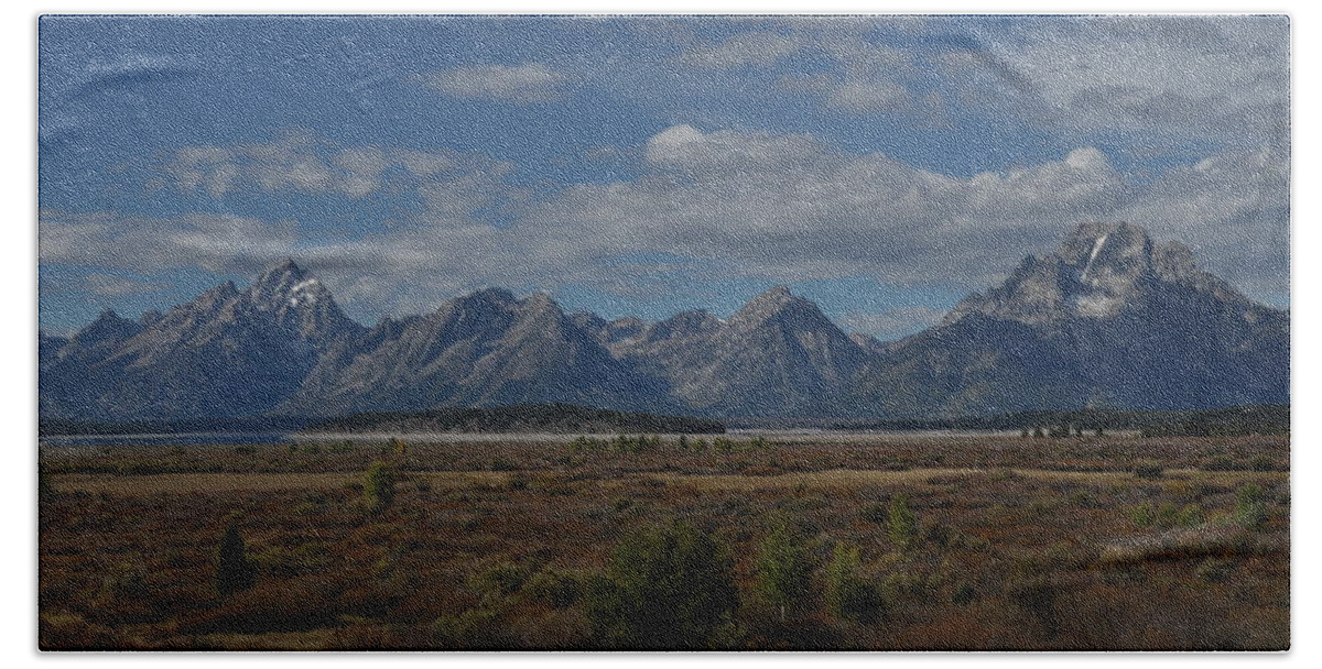 Grand Tetons Hand Towel featuring the photograph The Grand Tetons by Frank Madia