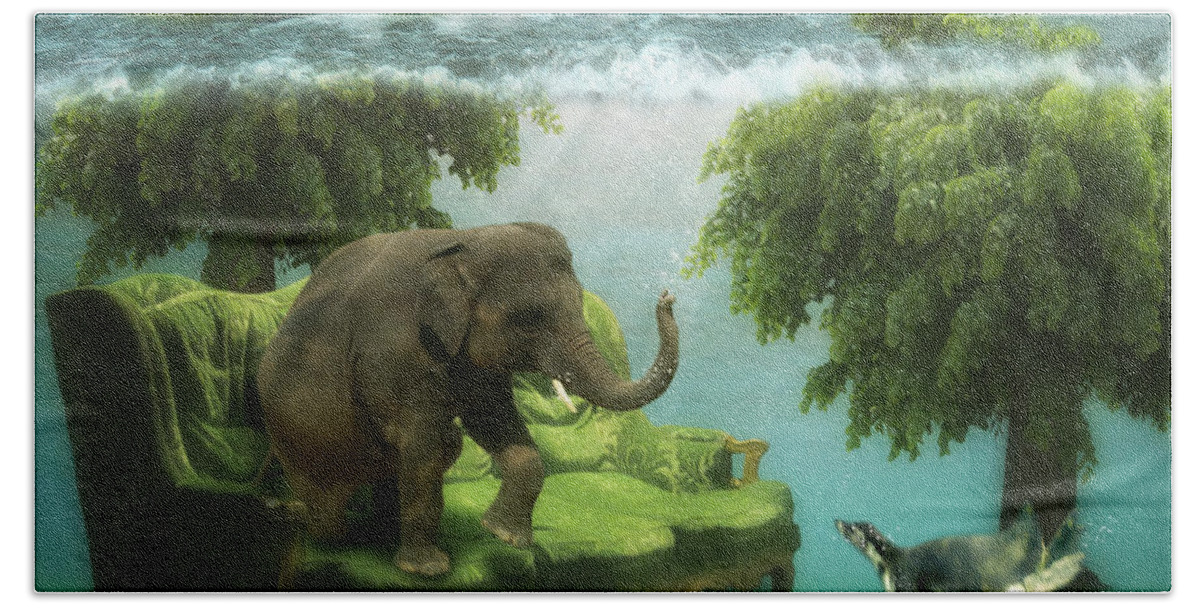 Animal Bath Towel featuring the photograph The green room by Martine Roch