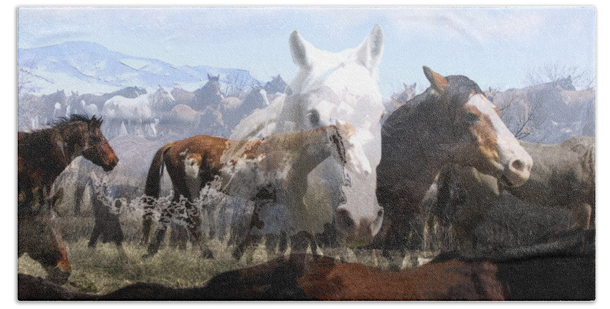 Horses Hand Towel featuring the photograph The Herd 2 by Kae Cheatham