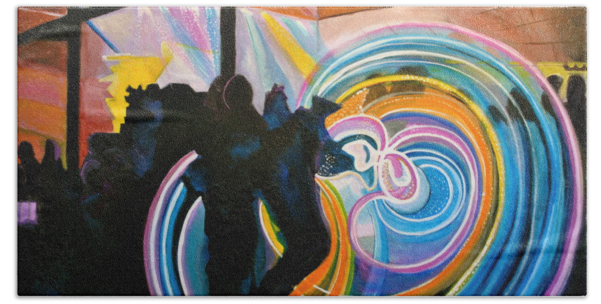 Music Festivals Hand Towel featuring the painting The Illuminated Dance by Patricia Arroyo